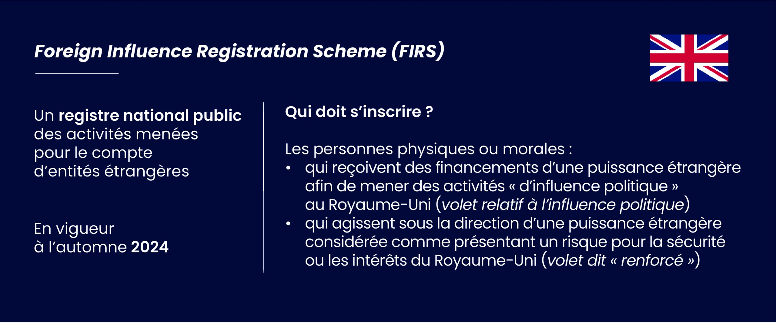 Le dispositif britannique d’encadrement de l’influence étrangère